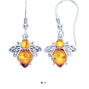 NWT Amber and Sterling Bee Earrings